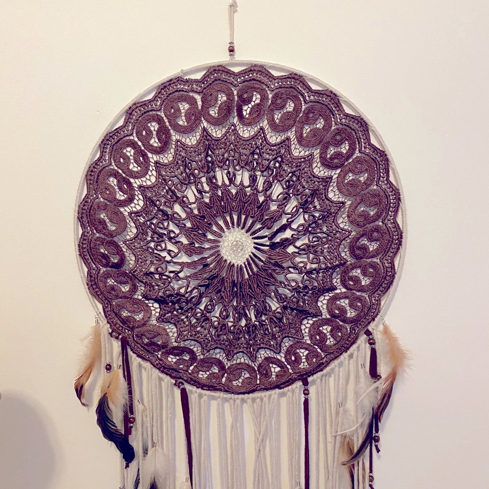 Large lace Om dream catcher